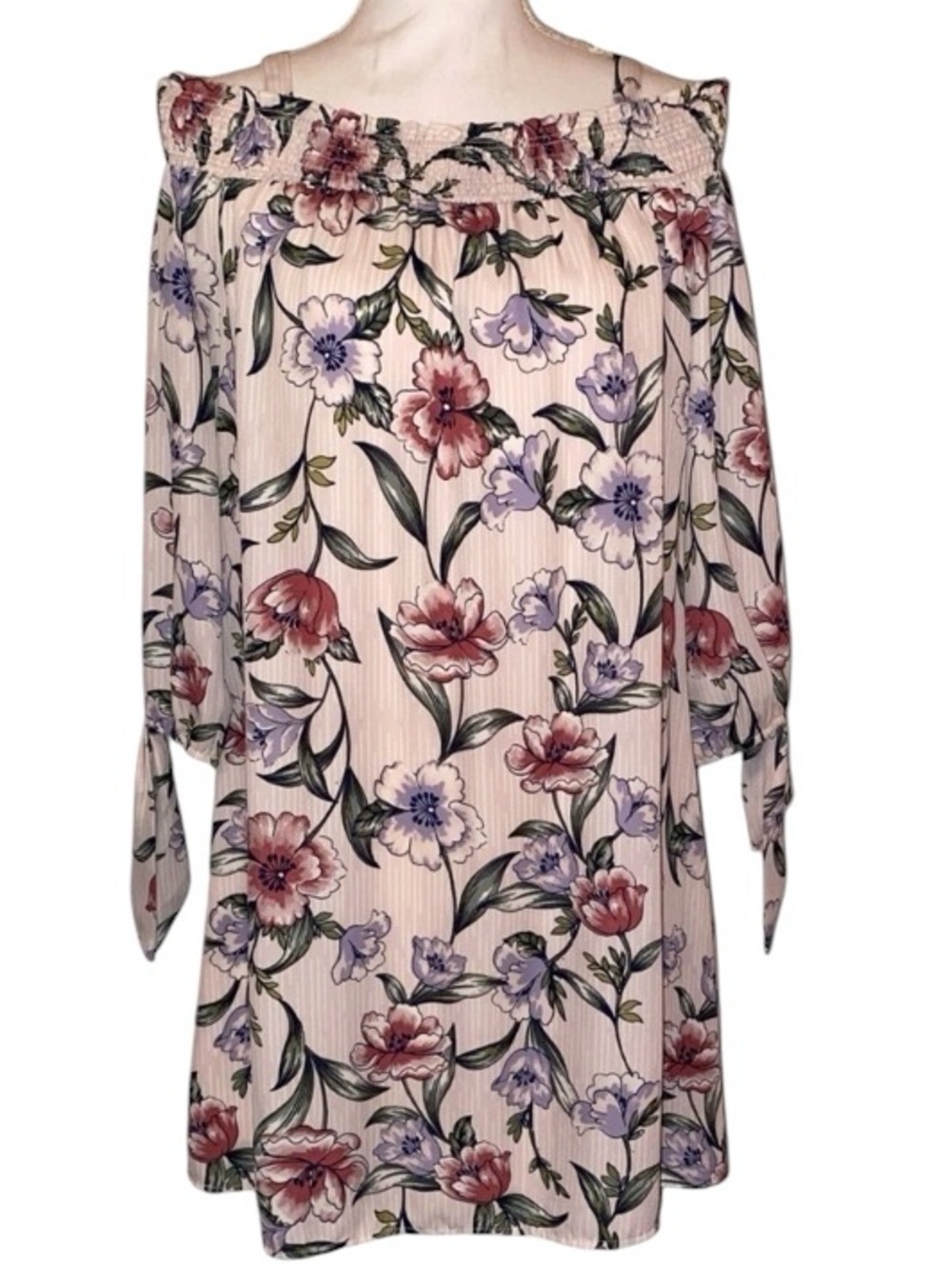 AS U WISH Off the Shoulder/Cold Shoulder Midi Dress Floral Pattern Size Medium